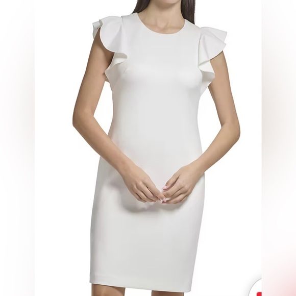 Calvin Klein Dresses & Skirts - Calvin Klein Ruffled Sleeve Sheath Dress White size 8